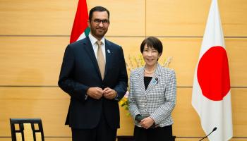جانب من لقاء الدكتور سلطان الجابر مع رئيسة وزراء اليابان