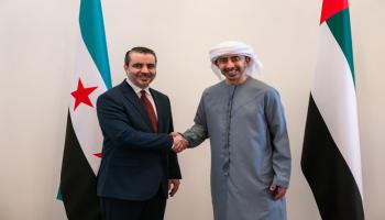 عبدالله بن زايد خلال لقائه وزير الخارجية السوري