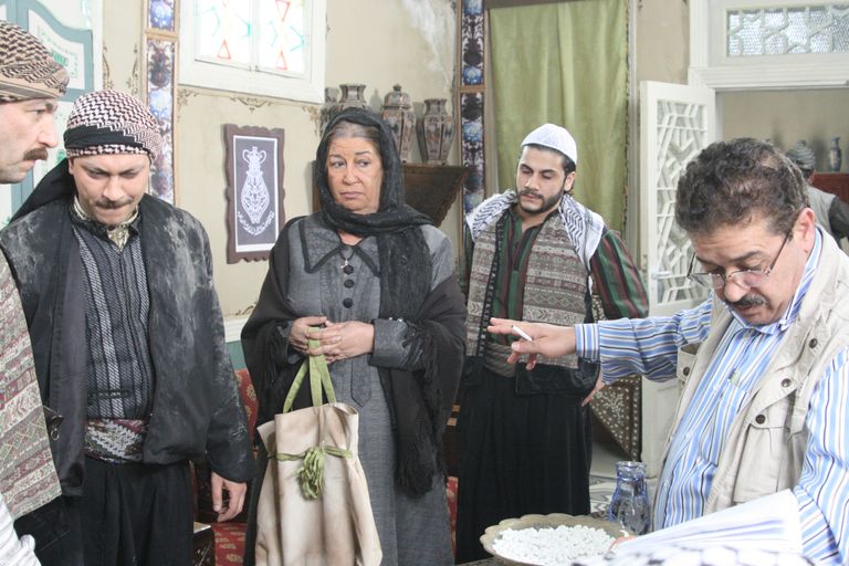 بسام الملا أثناء تصوير "باب الحارة"