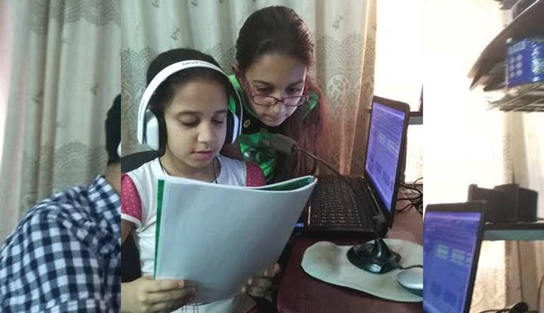 حلا وحنين اثناء بروفة تسجيل حواديت عمو حسام