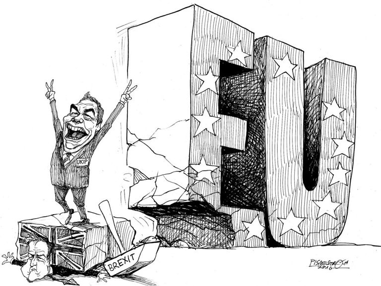 كاريكاتير نايجل فاراج والاتحاد الأوروبي