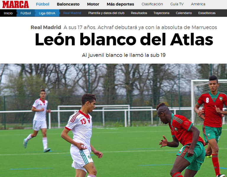 نجم فريق ريال مدريد للشباب أشرف الحكيمي