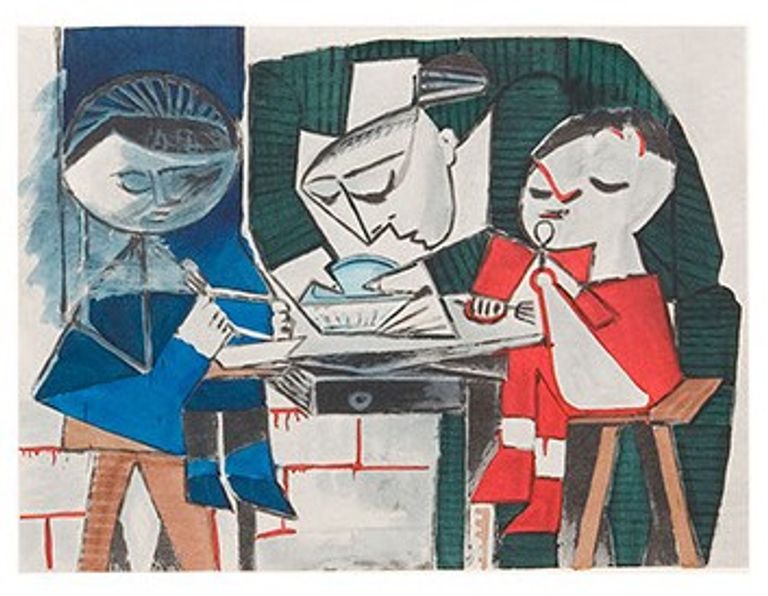 واحدة من اللوحات الشهيرة التي يصور فيها بيكاسو زوجته فرانسواز جيلود وطفيلها كلود ولوما.