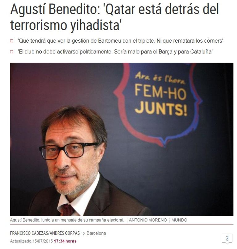 تصريحان بينديتو التي قال فيها أن قطر تدعم الإرهاب