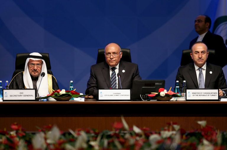 سامح شكري وزير الخارجية المصري خلال القمة الإسلامية في تركيا