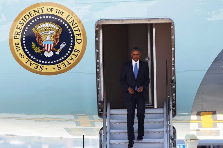 أوباما لدى وصوله إلى مطار هانغتشو 