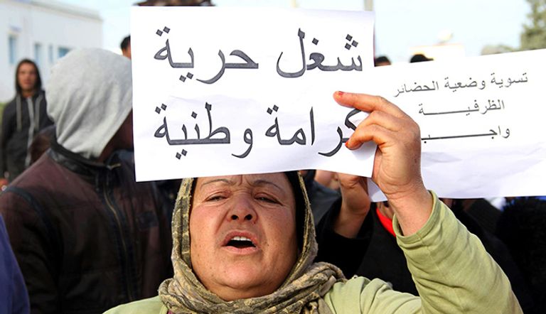 جانب من الاحتجاجات المطالبة بوظائف اليوم الخميس