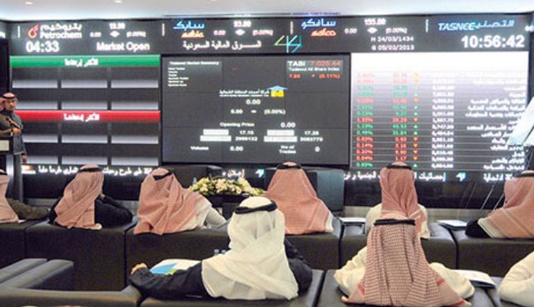 شاشة تعكس تداولات البورصة السعودية- صورة أرشيفية