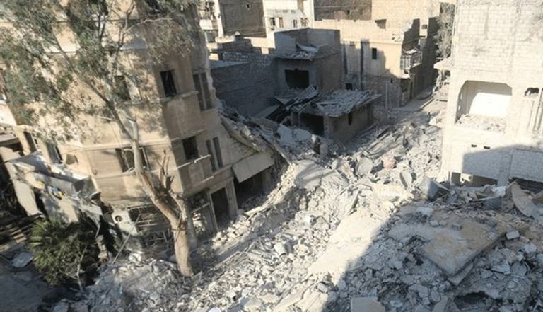 أحد المواقع التي تعرضت للقصف في حلب