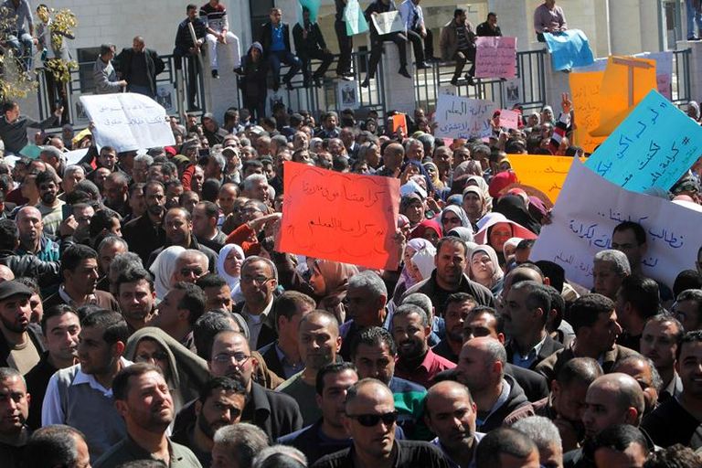 مظاهرات المعلمين الفلسطينيين