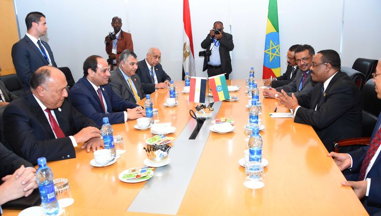 لقاء الرئيس المصري ورئيس الوزراء الإثيوبي 