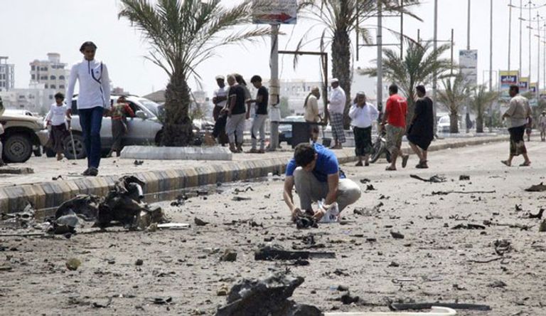 صورة أرشيفية لموقع تفجير في عدن