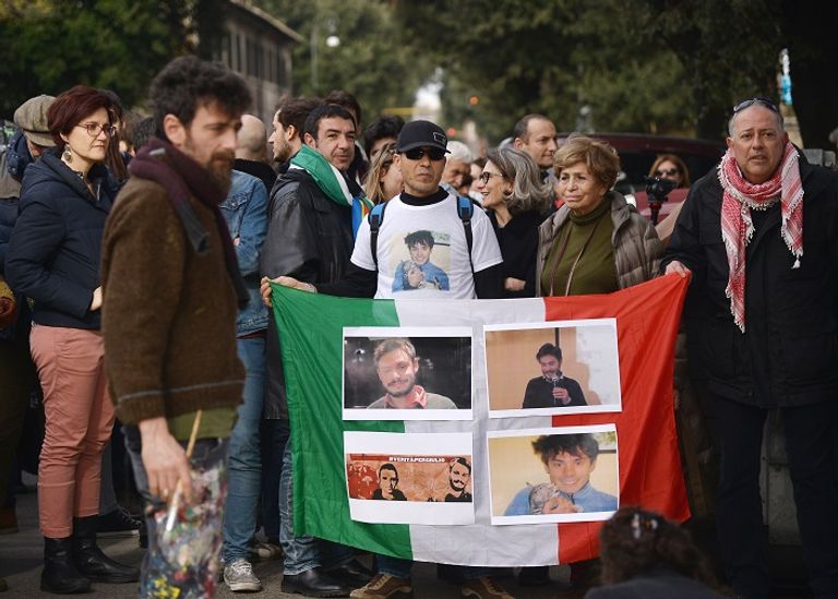 صورة أرشيفية لمظاهرة في إيطاليا للمطالبة بالتحقيق في مقتل ريجيني (أ ب ف)