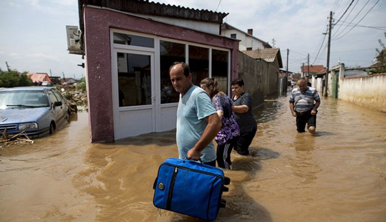 جانب من الآثار المدمرة لفيضان مقدونيا