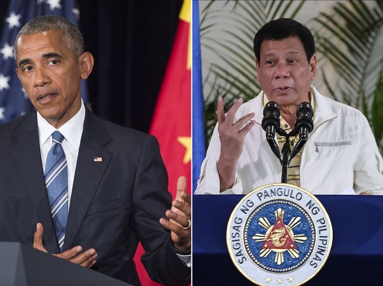 الرئيس الأمريكي باراك أوباما ونظيره الفلبيني رودريجو دوتيرتي