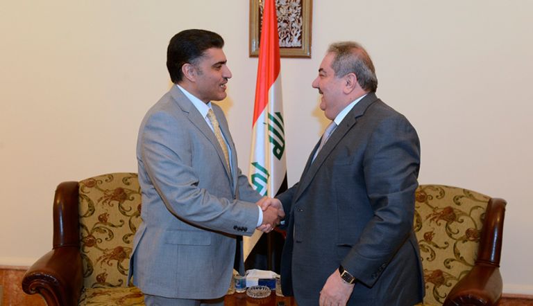 وزير المالية العراقي  خلال استقباله سفير السعودية ببغداد