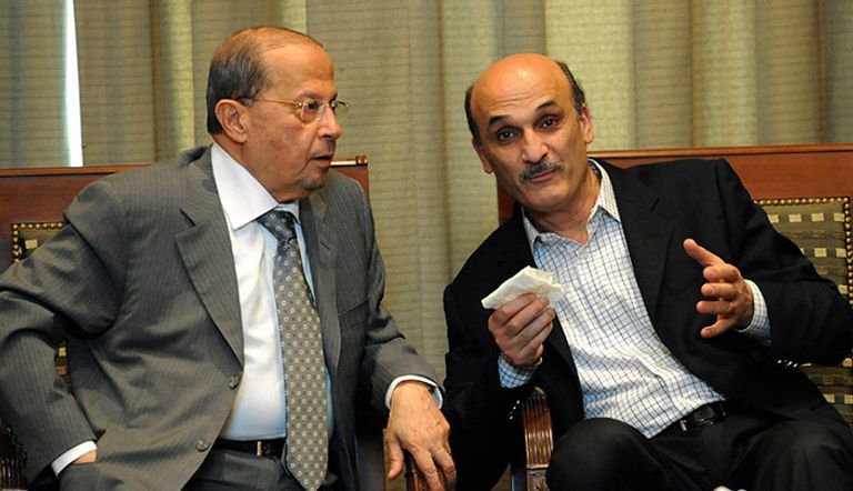 الزعيمين اللبنانيين، سمير جعجع وميشال عون