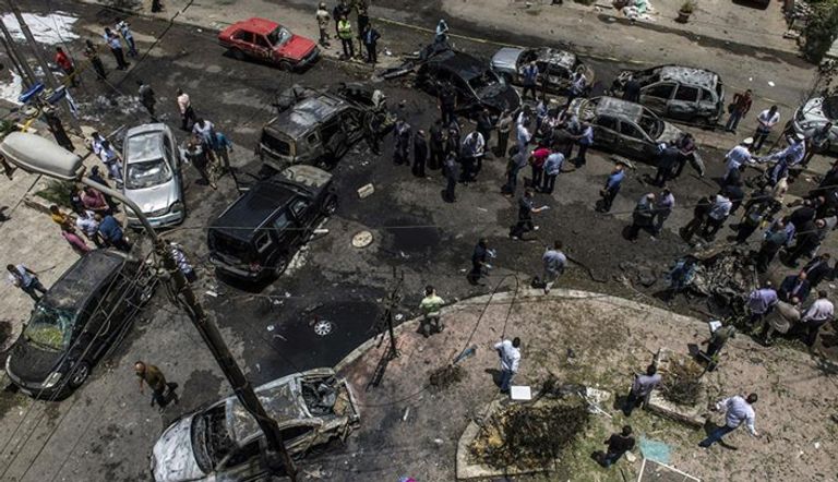 آثار حادث اغتيال النائب العام المصري