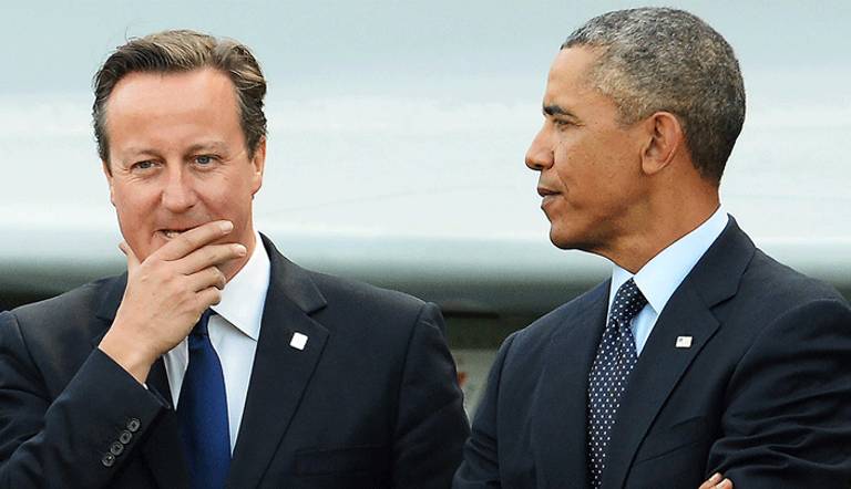 الرئيس الأمريكي باراك أوباما في لقاء سابق مع رئيس الوزراء البريطاني ديفيد كاميرون
