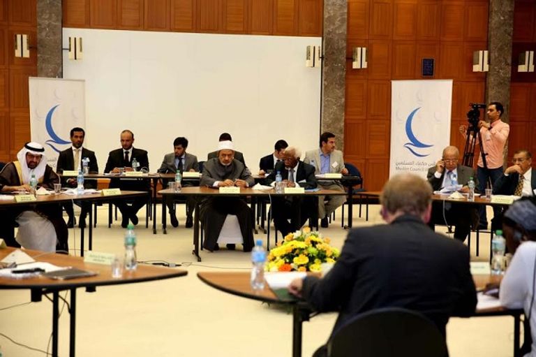 الإمام الأكبر يلقي كلمته التي دعا فيها لتدشين مشروع إنساني متكامل لنشر السلام