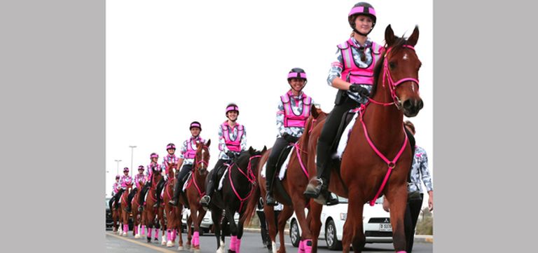 القافلة الوردية استخدمت الخيول في مواجهة سرطان الثدي