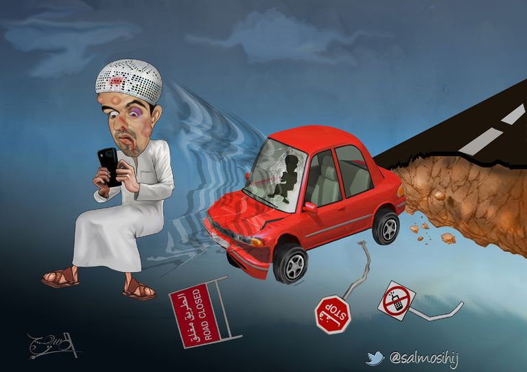 سليمان المسيهيج من أعمال الكاريكاتير المعروضة في المعرض