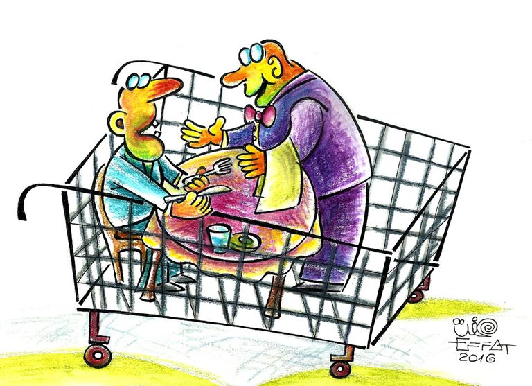 محمد عفت من أعمال الكاريكاتير المعروضة في المعرض