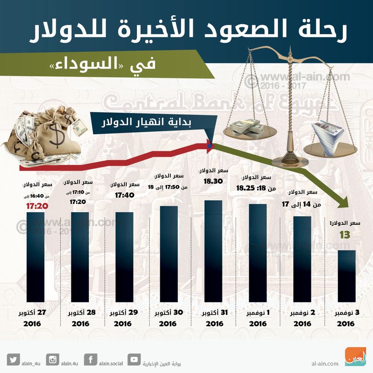 أسعار الدولار في الأسبوع الأخير قبل قرار التعويم