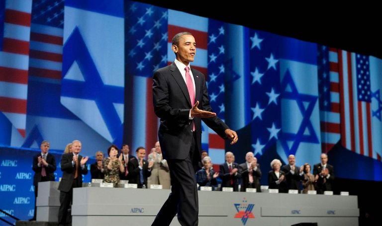 ترامب أمام لجنة الشؤون العامة الأمريكية الإسرائيلية في واشنطن في مارس الماضي (أ ف ب)