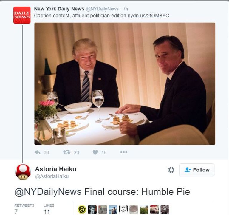 رومني يتناول العشاء مع ترامب