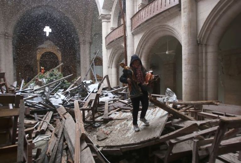 كنيسة في مدينة حلب بشمال سوريا