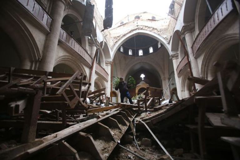 كنيسة في مدينة حلب بشمال سوريا