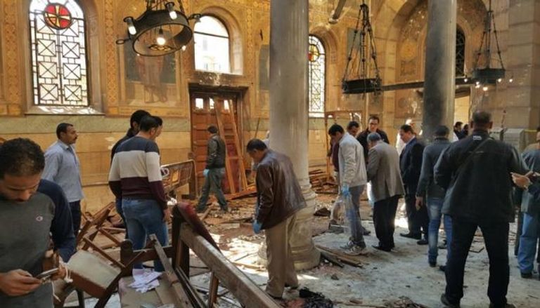 آثار التفجير داخل الكنيسة البطرسية بالقاهرة 