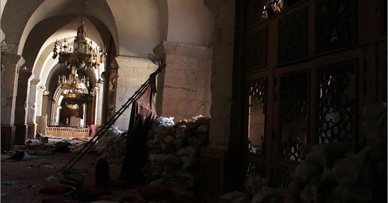 الجامع الأموي قبل وبعد التدمير