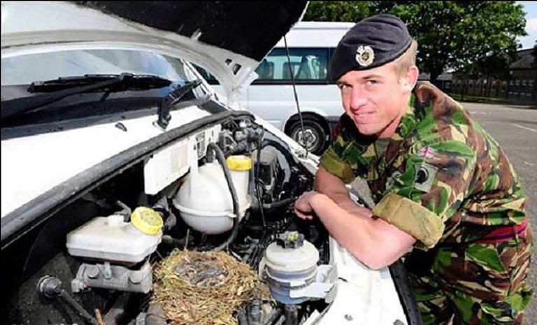 قرب محرك سيارة داخل مسراج قديم