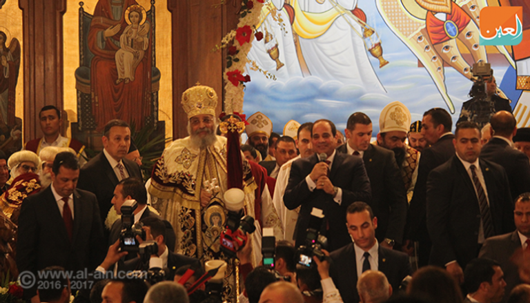 الرئيس المصري عبد الفتاح السيسي بالكاتدرائية