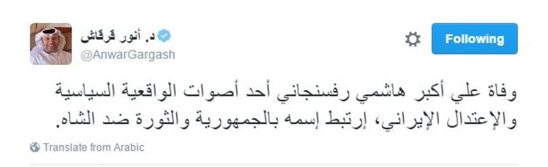 الدكتور أنور بن محمد قرقاش وزير الدولة الإماراتي للشؤون الخارجية 