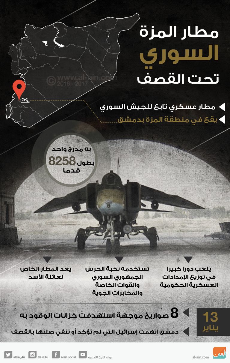 مطار المزة السوري تحت القصف