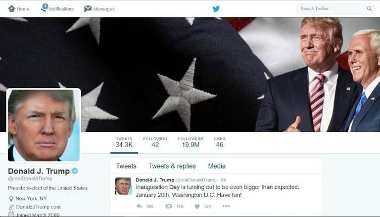 حساب دونالد ترامب على تويتر