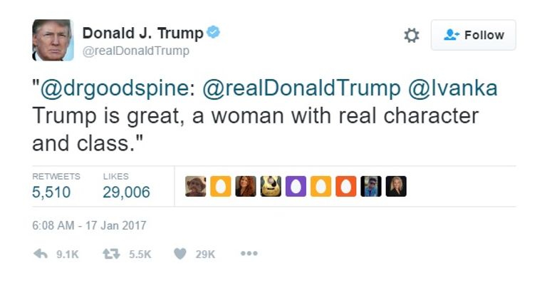 ترامب لا يعرف حساب إيفانكا على تويتر