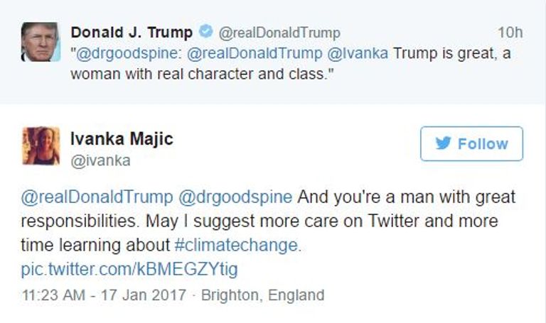 ترامب لا يعرف حساب إيفانكا على تويتر