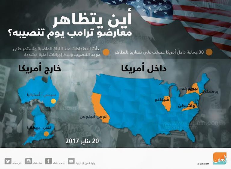 أين يتظاهر معارضو ترامب يوم تنصيبه