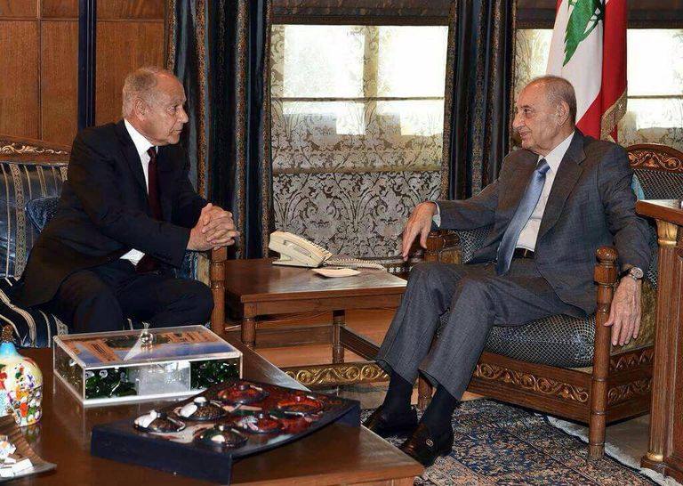 أبو الغيط خلال لقائه بالرئيس اللبناني