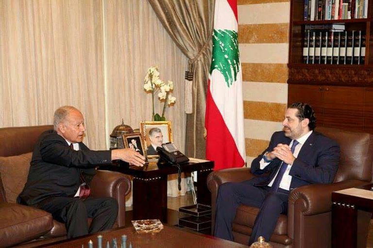 أبو الغيط خلال لقائه بالرئيس اللبناني