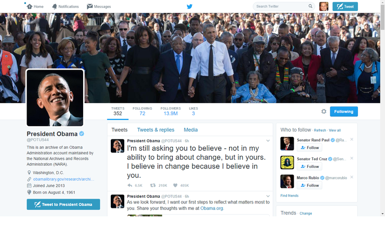 الصورة التي احتلت واجهة أرشيف صفحة أوباما الرئاسية