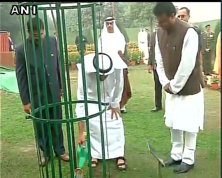 الشيخ محمد بن زايد خلال مراسم الاستقبال