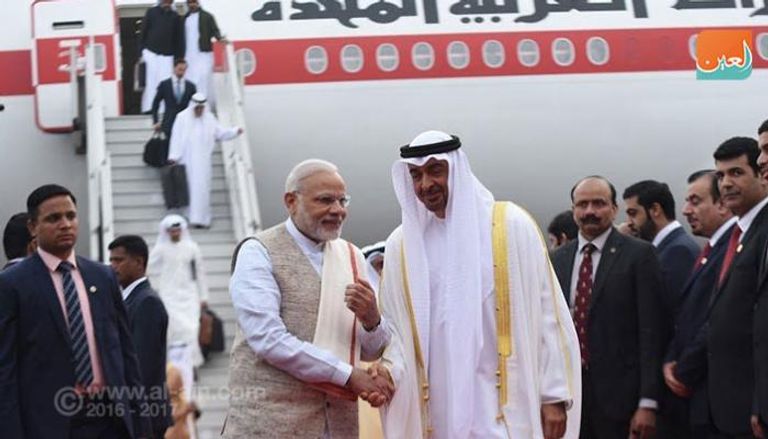 رئيس الوزراء الهندي ناريندرا مودي يستقبل الشيخ محمد بن زايد 