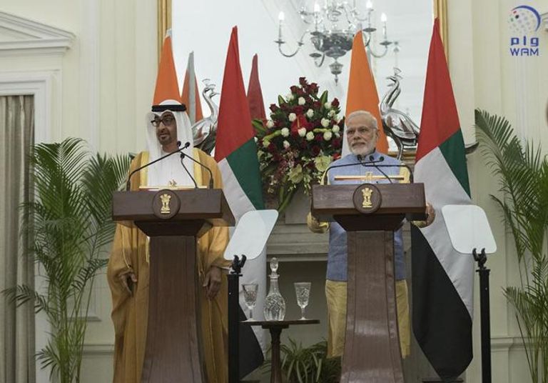 الشيخ محمد بن زايد ورئيس وزراء الهند ناريندرا مودي