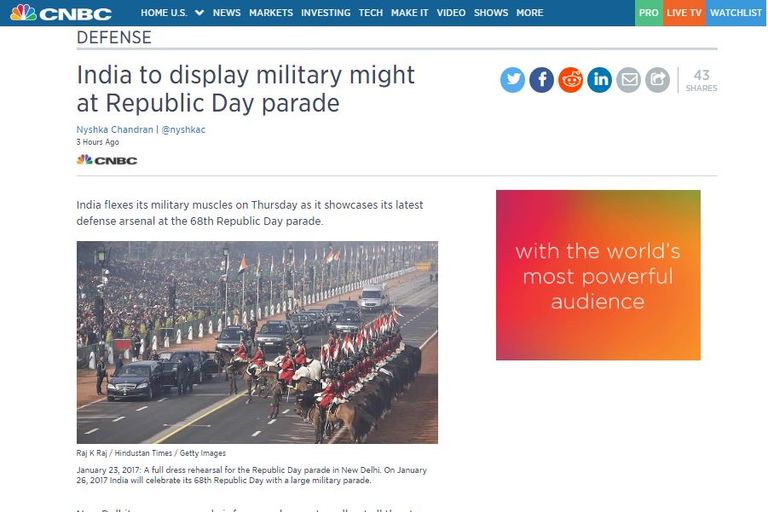 وول ستريت جورنال أبرزت استعراض الهند عتادها العسكري
