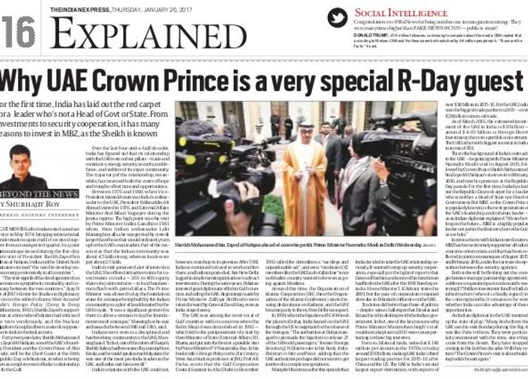 الصحف الهندية تشيد بزيارة الشيخ محمد بن زايد